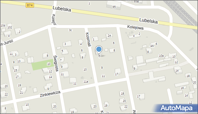 Puławy, Kosmali Stanisława, 7, mapa Puław