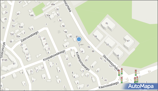 Puławy, Kossakowskiego Tadeusza, 1, mapa Puław