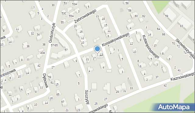 Puławy, Kossakowskiego Tadeusza, 15, mapa Puław