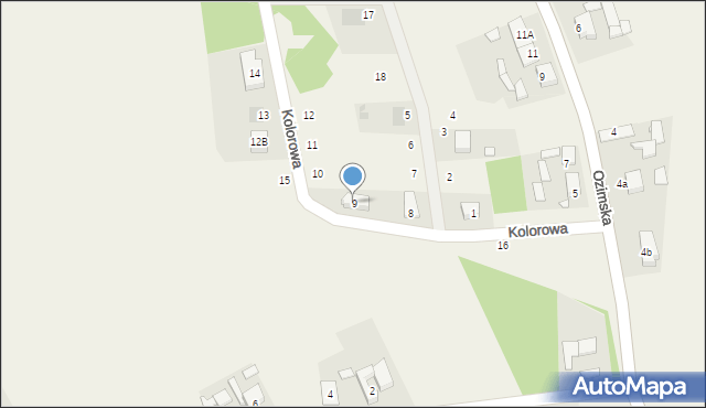 Pustków, Kolorowa, 9, mapa Pustków