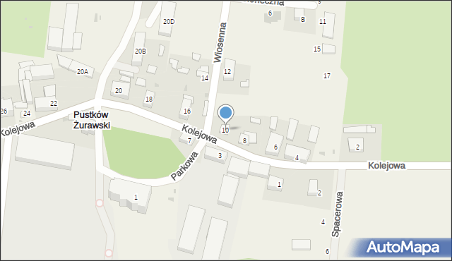 Pustków Żurawski, Kolejowa, 10, mapa Pustków Żurawski
