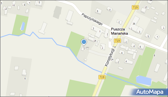 Puszcza Mariańska, Konstytucji 3 Maja, 1, mapa Puszcza Mariańska
