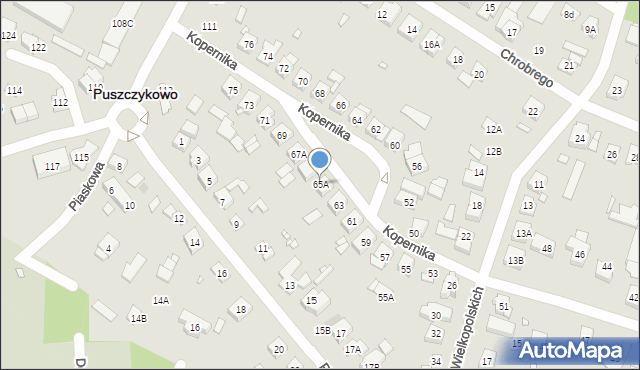Puszczykowo, Kopernika Mikołaja, 65A, mapa Puszczykowo