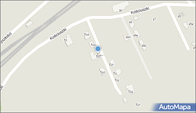 Pyrzyce, Kościuszki Tadeusza, gen., 51C, mapa Pyrzyce