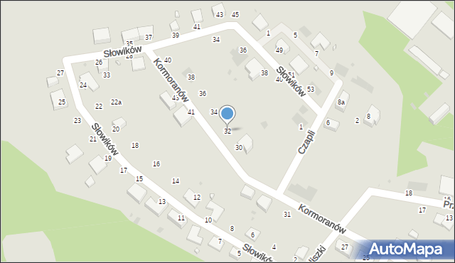 Pyskowice, Kormoranów, 32, mapa Pyskowice