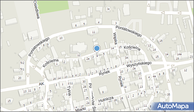 Pyskowice, Kościelna, 4, mapa Pyskowice