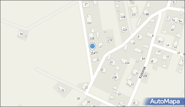 Pysznica, Kolonia, 21A, mapa Pysznica
