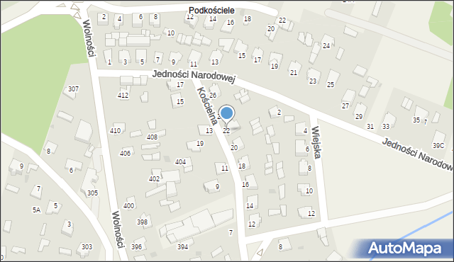 Pysznica, Kościelna, 22, mapa Pysznica