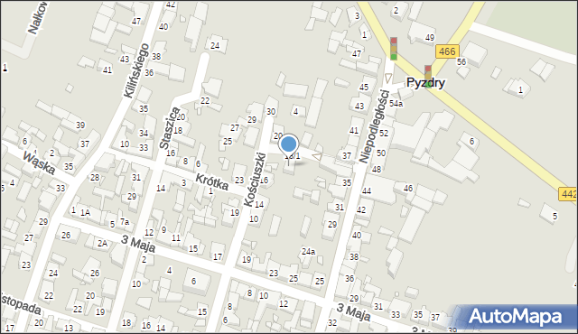 Pyzdry, Kościuszki Tadeusza, gen., 18a, mapa Pyzdry