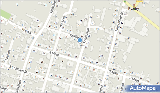 Pyzdry, Kościuszki Tadeusza, gen., 19a, mapa Pyzdry