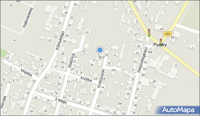 Pyzdry, Kościuszki Tadeusza, gen., 29, mapa Pyzdry