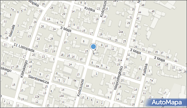 Pyzdry, Kościuszki Tadeusza, gen., 6, mapa Pyzdry