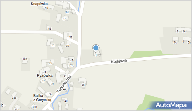 Pyzówka, Kolejowa, 1, mapa Pyzówka