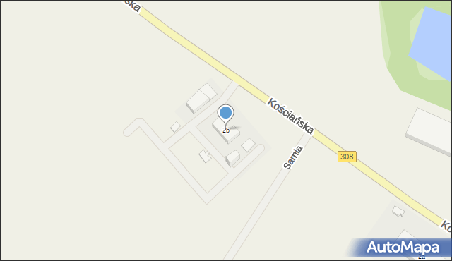 Racot, Kościańska, 2b, mapa Racot