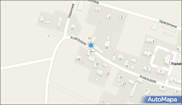 Radakowice, Kościuszki Tadeusza, gen., 27, mapa Radakowice