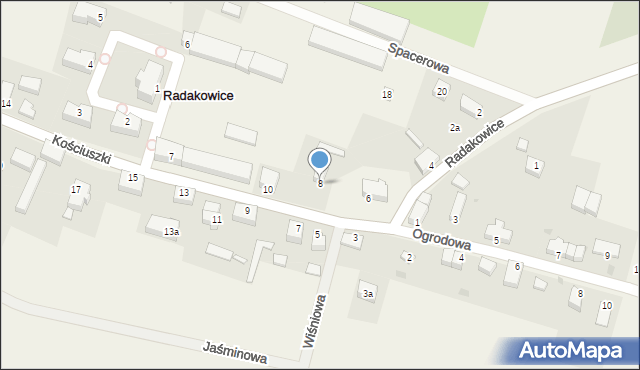 Radakowice, Kościuszki Tadeusza, gen., 8, mapa Radakowice