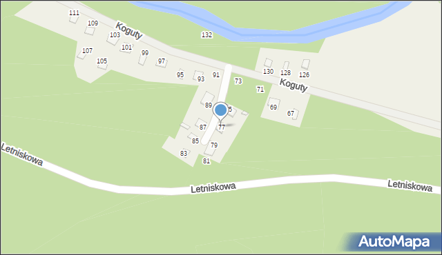 Radawa, Koguty, 77, mapa Radawa
