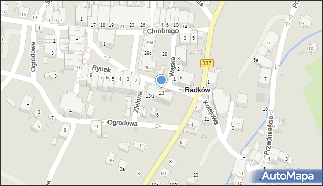 Radków, Kolejowa, 13, mapa Radków