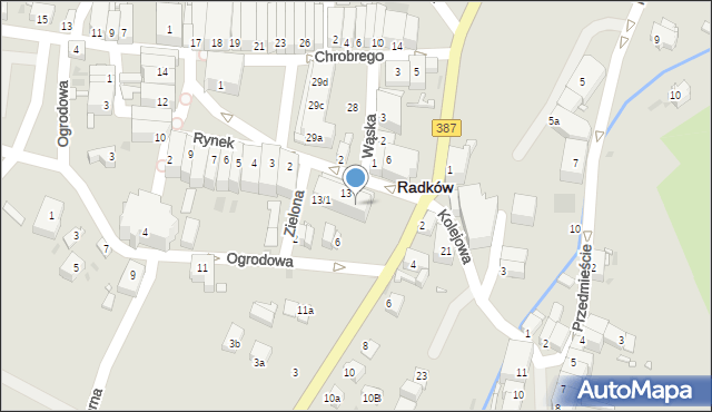 Radków, Kolejowa, 13a, mapa Radków