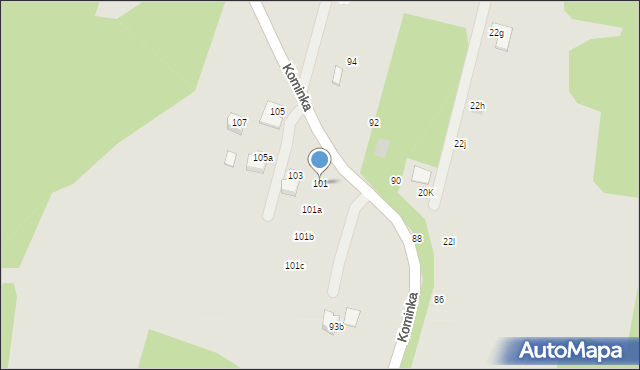 Radlin, Kominka Bolesława, ks. kard., 101, mapa Radlin