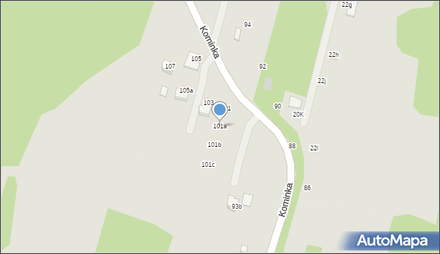 Radlin, Kominka Bolesława, ks. kard., 101a, mapa Radlin