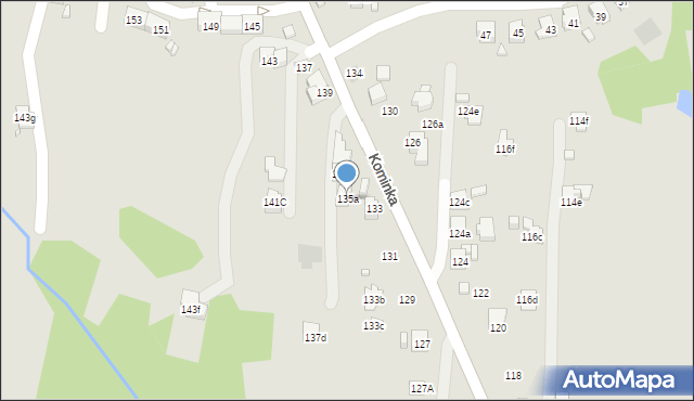 Radlin, Kominka Bolesława, ks. kard., 135a, mapa Radlin