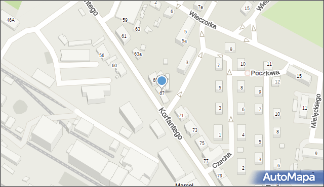 Radlin, Korfantego Wojciecha, 67, mapa Radlin