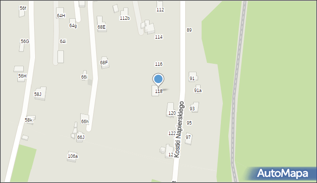 Radlin, Kostki Napierskiego Aleksandra, 118, mapa Radlin