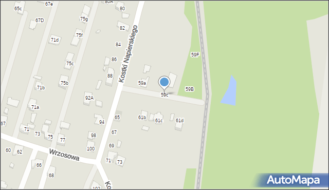 Radlin, Kostki Napierskiego Aleksandra, 59c, mapa Radlin