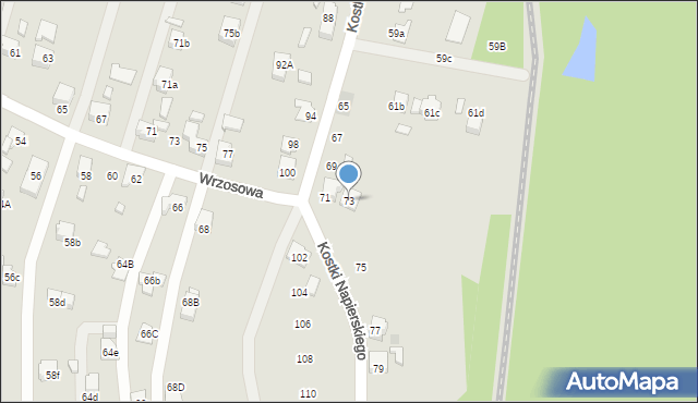 Radlin, Kostki Napierskiego Aleksandra, 73, mapa Radlin