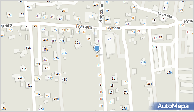 Radlin, Kostki Napierskiego Aleksandra, 8, mapa Radlin