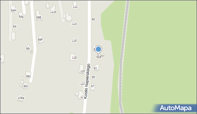 Radlin, Kostki Napierskiego Aleksandra, 91a, mapa Radlin