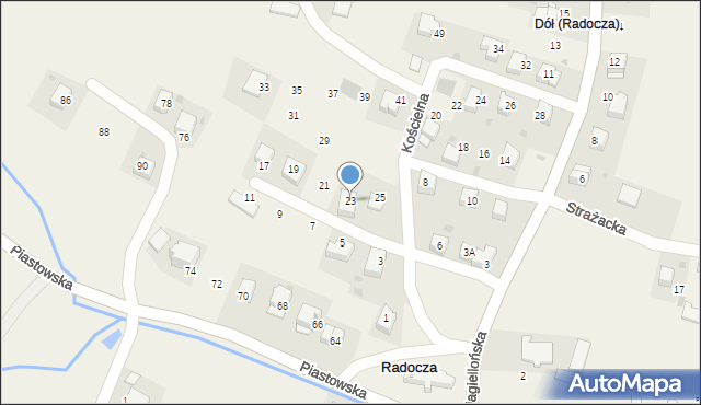 Radocza, Kościelna, 23, mapa Radocza