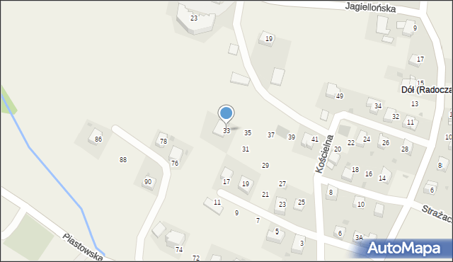 Radocza, Kościelna, 33, mapa Radocza
