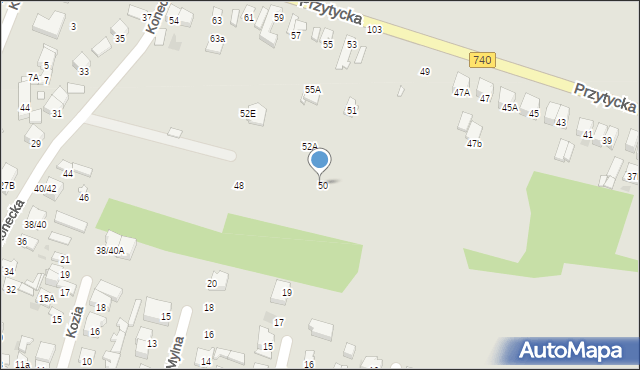 Radom, Konecka, 50, mapa Radomia