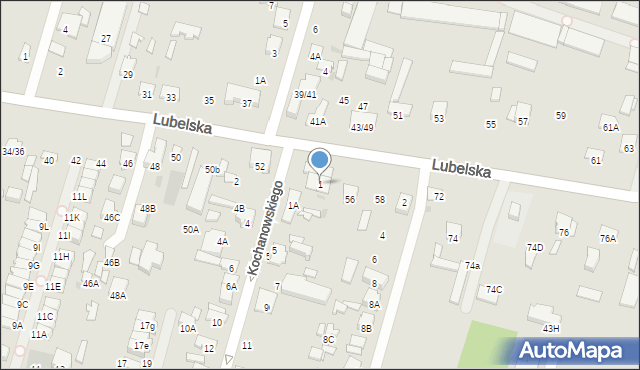 Radom, Kochanowskiego Jana, 1, mapa Radomia