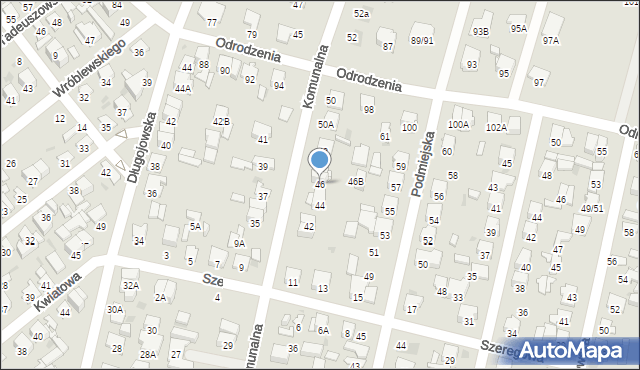 Radom, Komunalna, 46, mapa Radomia