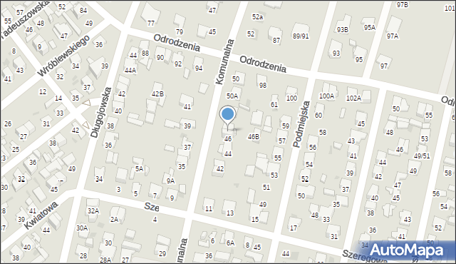 Radom, Komunalna, 46A, mapa Radomia