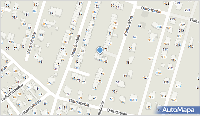 Radom, Komunalna, 69, mapa Radomia