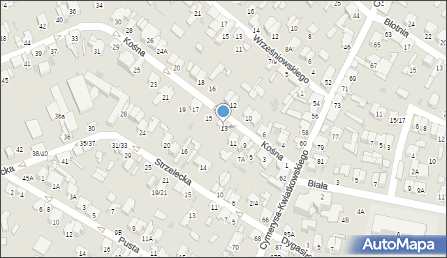 Radom, Kośna, 13, mapa Radomia