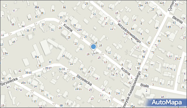 Radom, Kośna, 17, mapa Radomia