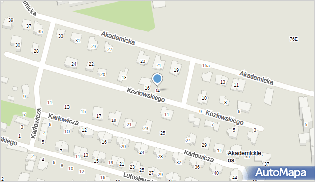 Radom, Kozłowskiego Dominika, 14, mapa Radomia