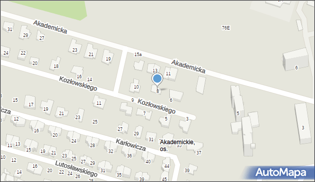 Radom, Kozłowskiego Dominika, 8, mapa Radomia