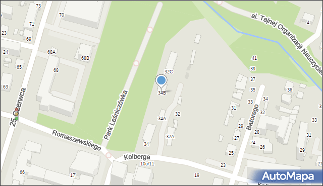 Radom, Kolberga Oskara, 34B, mapa Radomia