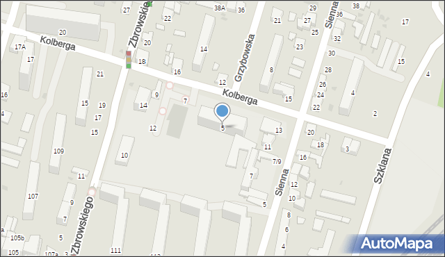 Radom, Kolberga Oskara, 5, mapa Radomia