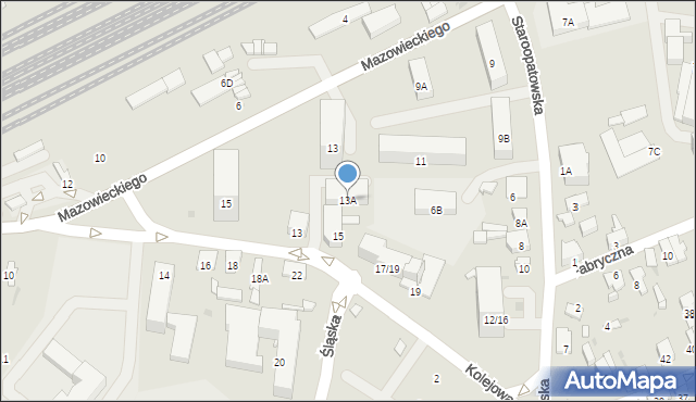 Radom, Kolejowa, 13A, mapa Radomia