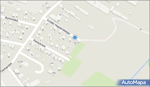 Radom, Kostki Napierskiego Aleksandra, 12, mapa Radomia
