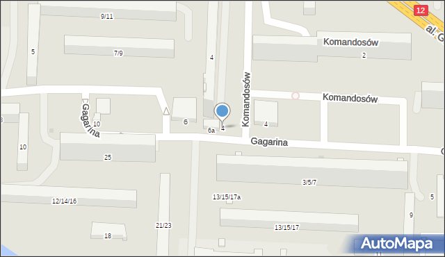 Radom, Komandosów, 4, mapa Radomia