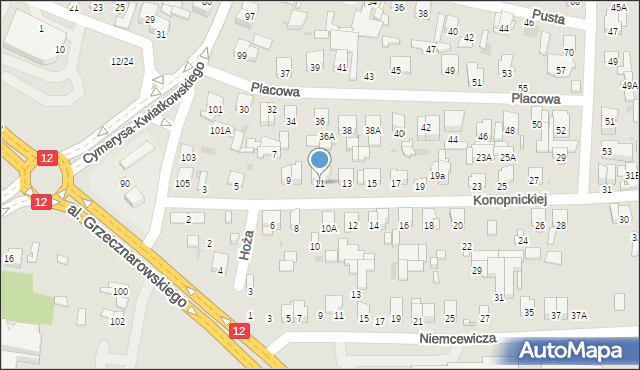 Radom, Konopnickiej Marii, 11, mapa Radomia