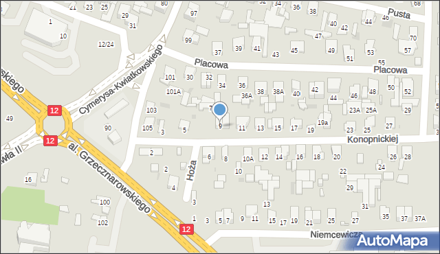 Radom, Konopnickiej Marii, 9, mapa Radomia